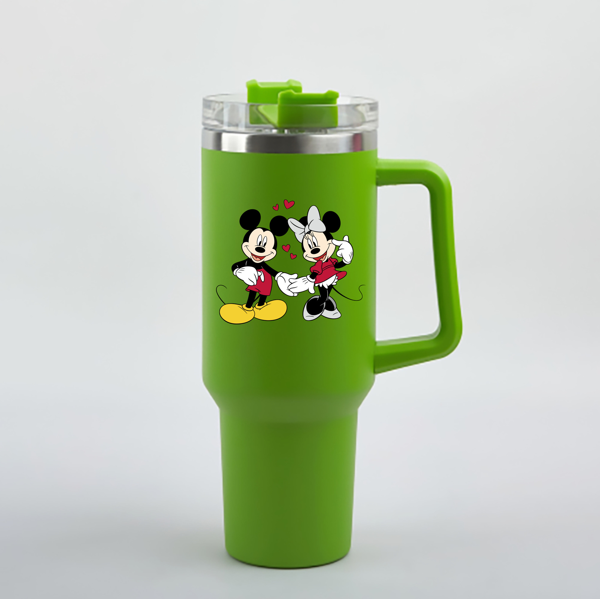 （画像用） ミッキーマウス Mickey Mouse 1200mL車用タンブラー - クリスタルステッカー（プラスチックストロー付き）